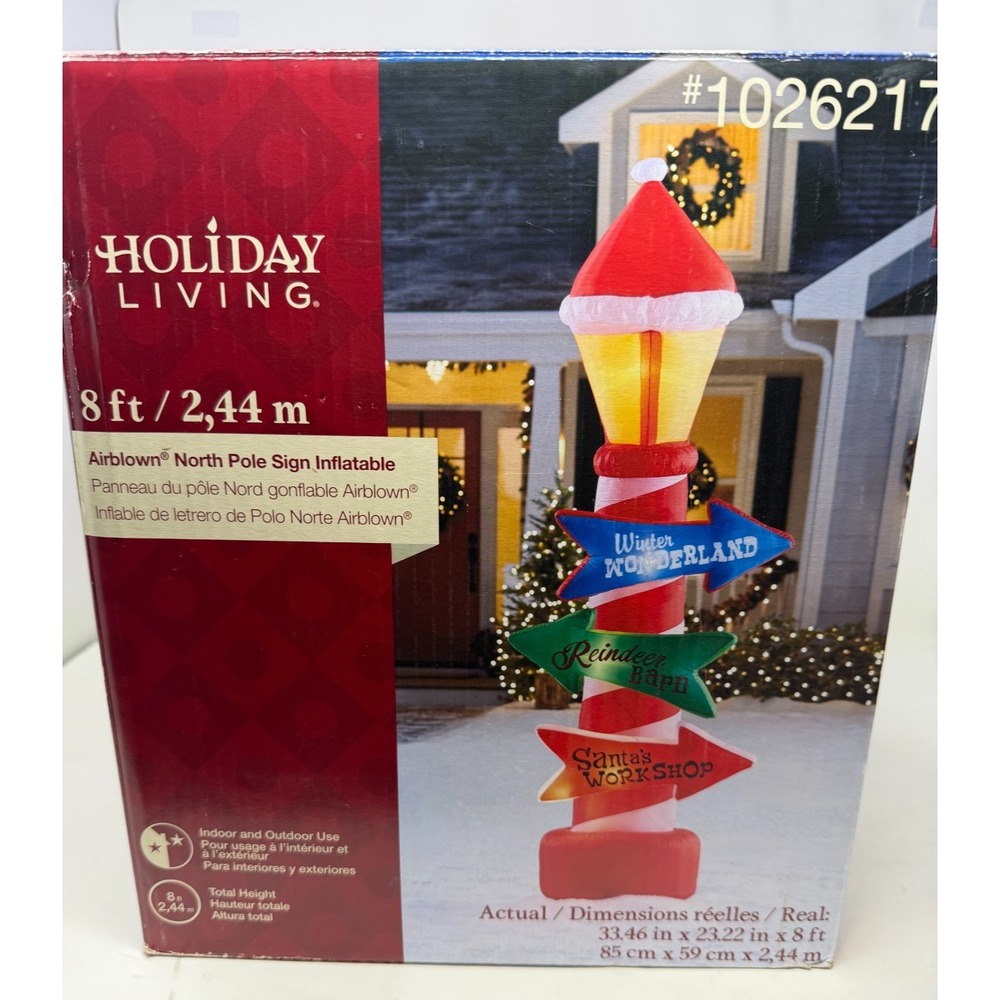 Gemmy Holiday Living Christmas 8 ft North Pole Sign Airblown Inflatable